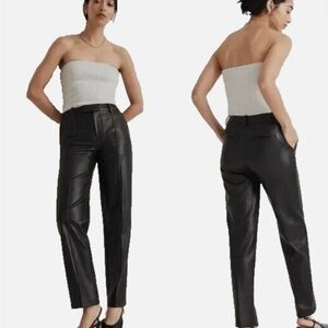 Madewell x Aimee Song Slim Tapered Black Faux Leather Pants – Size 4